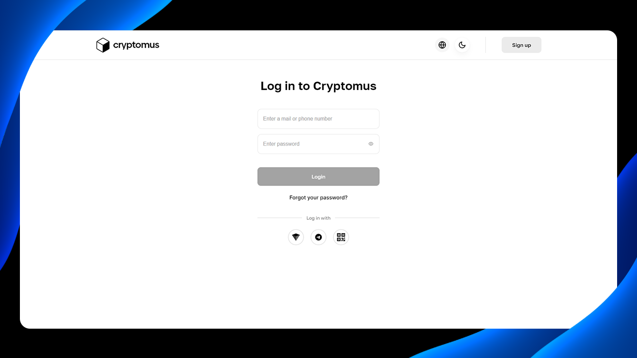 Sign Up to Cryptomus