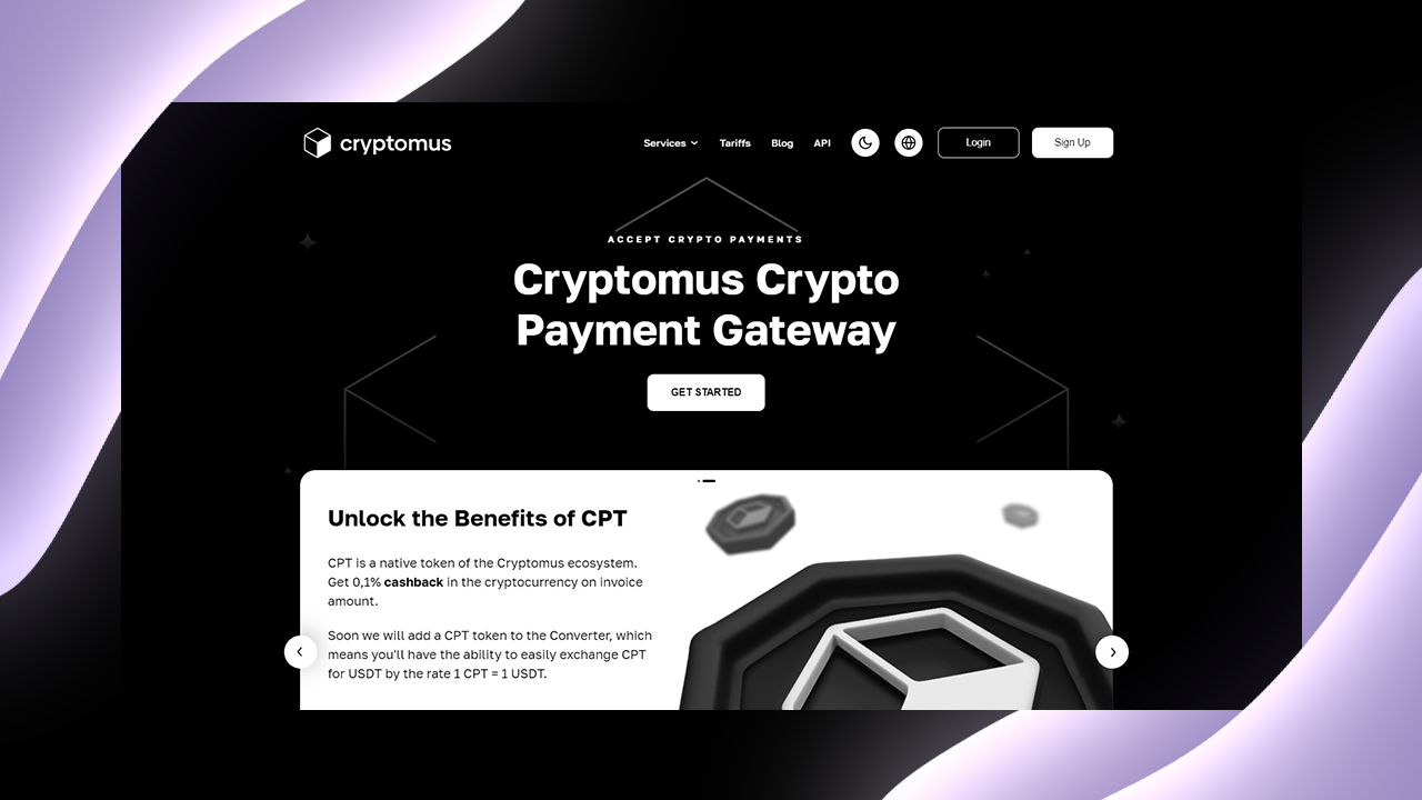 Página de inicio de Cryptomus